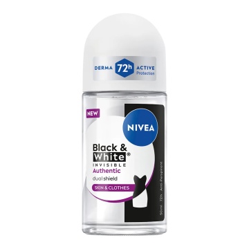 Deodorant rollon pentru femei Nivea Black White Authentic Invisible, 50 ml [1102]