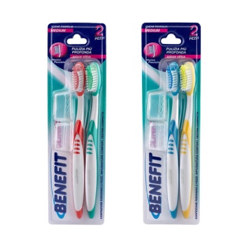 Periute de dinti Benefit Medium, 2 bucati [0219]