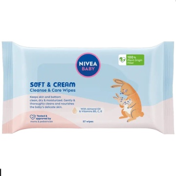Servetele umede pentru bebelusi Soft&Cream, 57 bucati, Nivea Baby [4406]