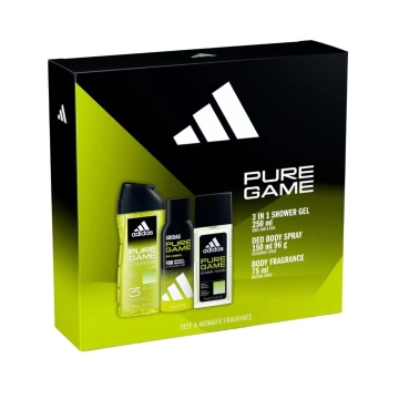 Set cadou Adidas Pure Game cu deodorant natural spray 75 ml, deodorant 150 ml si gel de dus 250 ml XS25 [6081]