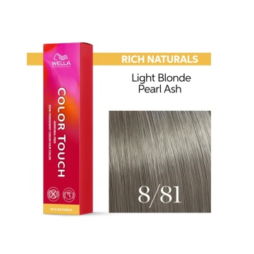 Vopsea de par demipermanenta Wella Professionals Color Touch, Rich Naturals, Light Blonde Pearl Ash 8/81 , 60 ml