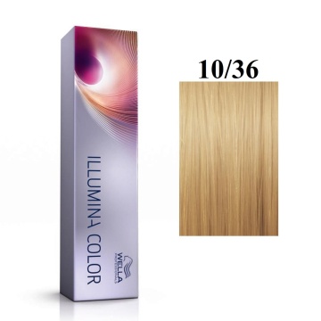 Vopsea de par permanenta Wella Professionals Illumina Color, 10/36 blond luminos deschis auriu violet, 60 ml