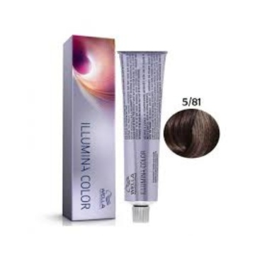 Vopsea de par permanenta Wella Professionals Illumina Color, 5/81 castaniu deschis perlat cenusiu, 60 ml