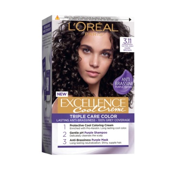 Vopsea permanenta de par cu amoniac L'Oreal Paris Excellence Creme Ash 3,11 Dark Brown