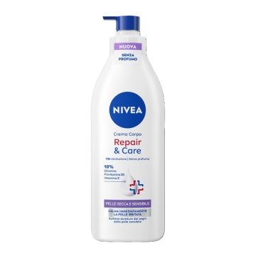 Crema de corp Nivea Repair & Care pentru piele uscata si sensibila, 400 ml, cu pompita 10% Fragrance Free [3854]