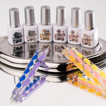 Gel de unghii IQ UV Led Effects Metallic Marble Peach Gemstone Depend, 5 ml - Img 2