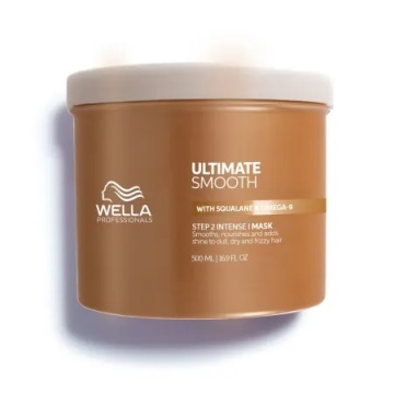 Masca hidratanta pentru par uscat si lipsit de stralucire cu Squalane & Omega 9 Wella Professionals Ultimate Smooth cu efect anti-electrizare, 500 ml