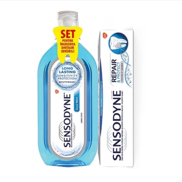 Pasta de dinti Sensodyne Repair & Protect si Apa de gura Cool Mint, 75 ml [2907]