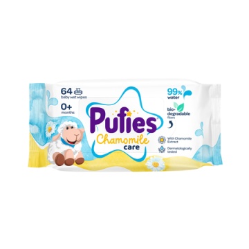 Servetele cu mușețel Pufies Chamomile Care, 99% apa, 64 bucati [7122]