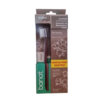 Set cadou cu pasta de dinti 50 ml si periuta medium Banat Clove [6877]