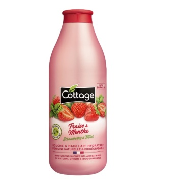 Gel de dus si lapte de baie cu aroma de capsuni si menta Cottage, 750 ml [9053]