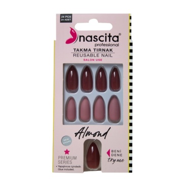 Nascita Unghii False Almond Mat si Shiny Beige Design 151, x24 [2653]