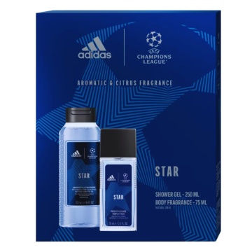 Set cadou Adidas Uefa Star cu deodorant natural spray 75 ml + gel de dus 250 ml [2768]