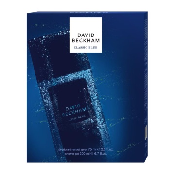 Set cadou David Beckham Classic Blue cu deo natural spray 75 ml si gel de dus 200 ml [3338]