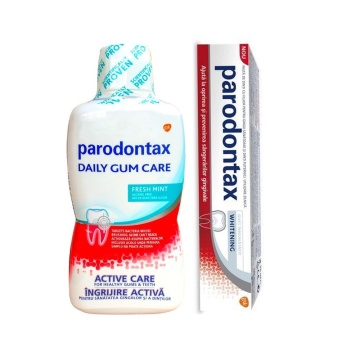 Set Parodontax cu pasta de dinti Complete Protection White 75 ml + apa de gura Daily Fresh Mint 500 ml [4963]