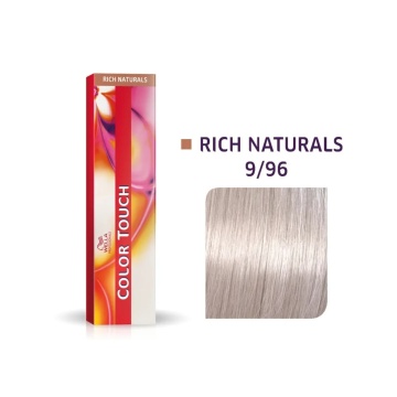 Vopsea de par demipermanenta Wella Professionals Color Touch, Rich Naturals, Very Light Blonde Cendre Violet 9/96, 60 ml