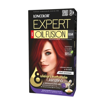 Vopsea de par Loncolor Expert Oil Fusion 8.64 Rosu intens aramiu