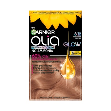 Vopsea de par permanenta fara amoniac Garnier Olia Full Kit 8,12 Blond Iridescent