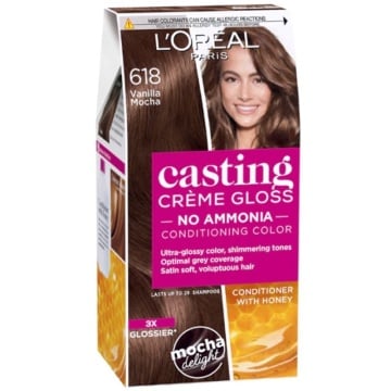 Vopsea de par semi-permanenta fara amoniac L'Oreal Paris Casting Creme Gloss 618 Vanilla Mocha