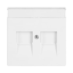 Cover plate with labelling field Modular Jack 2 gang studio white matt - Platform 63