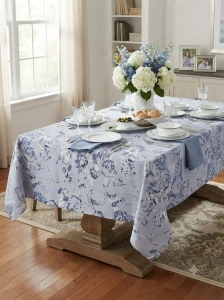 Față de Masă Decor Floral Denim - 100x150 cm