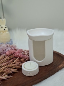Set cadou recipient ceramic handmade pentru topit wax melts-uri - culoare albă - Img 6