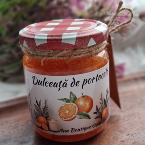 Lumânări parfumate în borcănel de sticlă - Colecția ,,Dulceţurile Anei,, -"DULCEAŢĂ DE PORTOCALE"