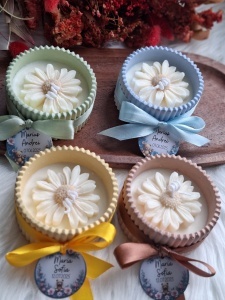 Mărturii botez – lumânări parfumate în recipient ceramic -verde deschis - Img 6