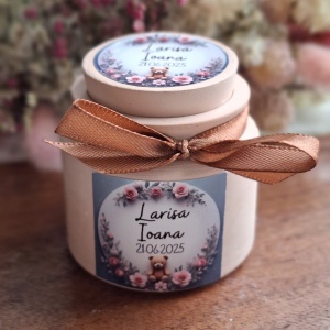 Lumânări mărturie de botez – borcănel ceramic handmade -bej