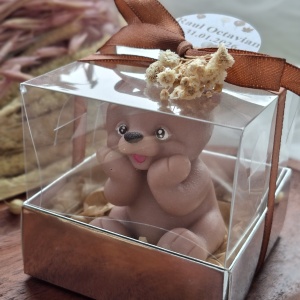 Mărturie botez din săpun - ursuleţ maro în cutiuţă -model 1