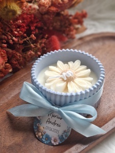 Mărturii botez – lumânări parfumate în recipient ceramic -bleu - Img 2