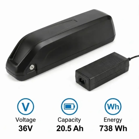 36V 20.5Ah Downtube E-Bike Battery