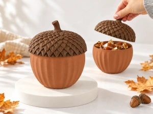 Cutie Ghindă cu Capac – Decor de Toamnă