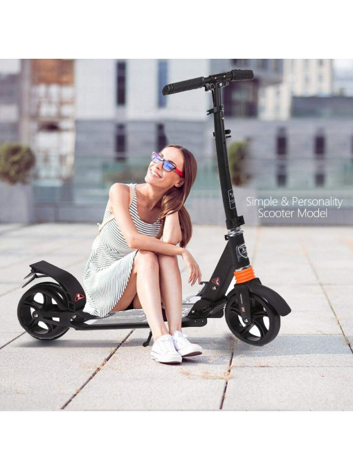 Trotinetă de oraș pentru adulți Hesyovy T-style, pliabilă, reglabilă în înălțime, din aluminiu, roată de 195mm