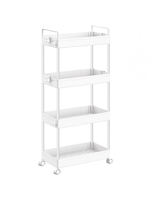 Carucior de depozitare SOLEJAZZ cu 4 rafturi, alb 13 x 40 x 92cm