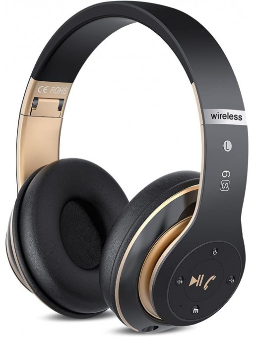 Casti wireless 6S, bluetooth, over the ear, pliabile, Noise Cancelling, microfon incorporat - Img 1