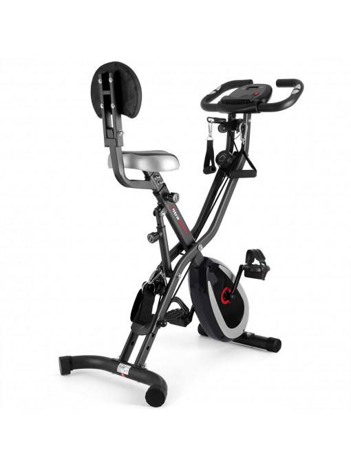 Bicicletă pliabilă Ultrasport F-Bike 400B cu spătar + corzi, gri închis/negru