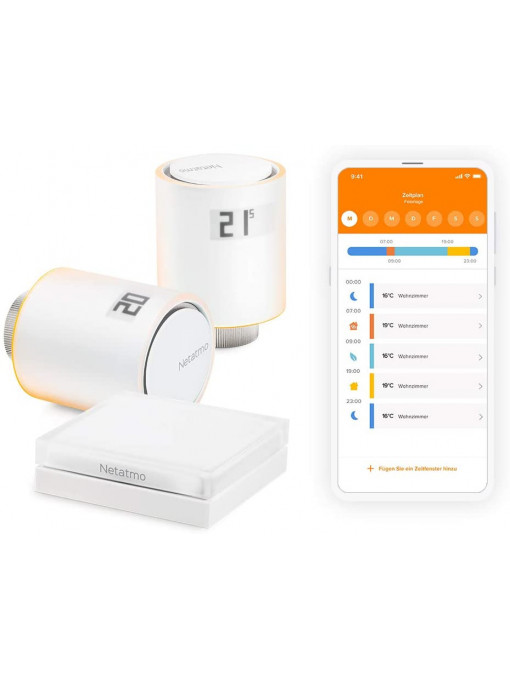 Kit Netatmo Start Pack cu 2 capete termostat și 1 releu, control la distanță prin aplicație