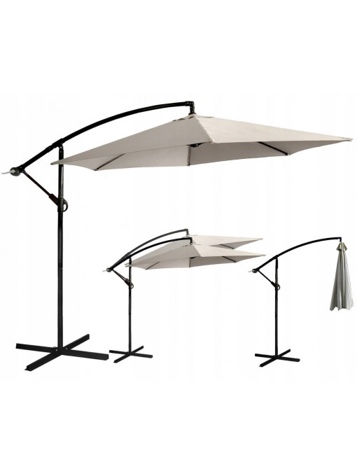 Umbrela suspendata de gradina 300 cm diametru, crem