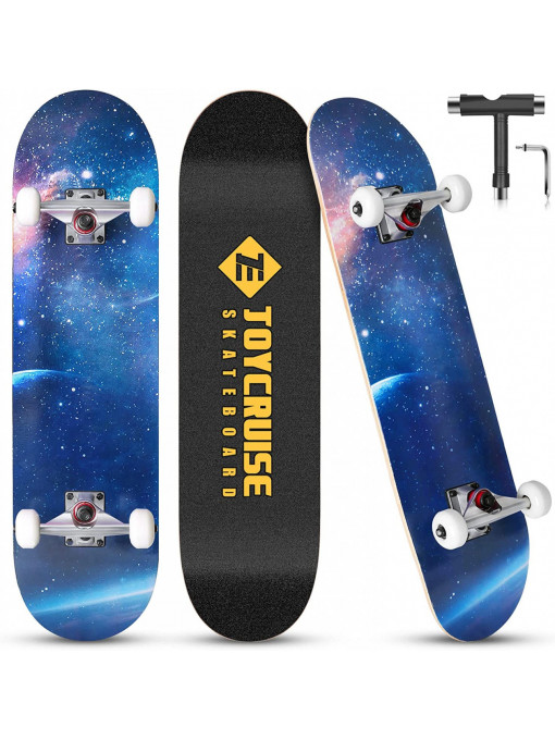Skateboard JoyCruise pentru copii minim 6 ani, adolescenți și adulți, 7 straturi de arțar canadian