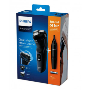 Aparat de barbierit Philips Shaver Seria 3000 S313451 + trimmer nas/urechi - Img 2