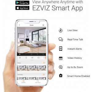 Cameră de supraveghere Wi-Fi de interior EZVIZ C1C 1080P, vedere nocturnă de 12 m, audio bidirecțional, detecție mișcare, unghi larg 130, Wi-Fi 2,4 Ghz, compatibil Alexa - Img 6