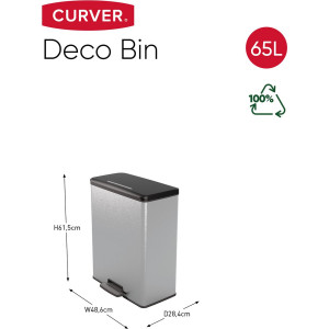Cos de gunoi cu pedala CURVER Deco Bin 60L, gri deschis - Img 3