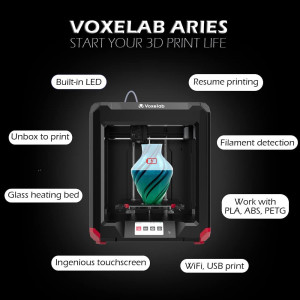 Imprimantă 3D Voxelab Aries, șine duble cu axa Z, nivelare semi-automată, senzor de filament, platformă din sticlă carborundum, imprimare WiFi 7,87 x 7,87 x 7,87 inch - Img 2