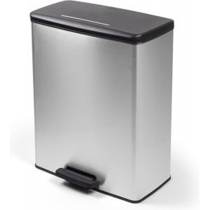 Cos de gunoi cu pedala CURVER Deco Bin Duo (2 x 26L), gri deschis - Img 1