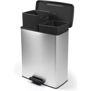 Cos de gunoi cu pedala CURVER Deco Bin Duo (2 x 26L), gri deschis - Img 2