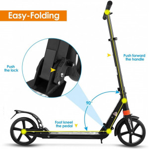 Trotinetă de oraș pentru adulți Hesyovy T-style, pliabilă, reglabilă în înălțime, din aluminiu, roată de 195mm - Img 3