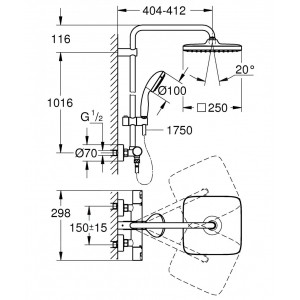 Sistem de dus GROHE VITALIO 250 CUBE - Img 5