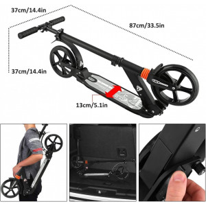 Trotinetă de oraș pentru adulți Hesyovy T-style, pliabilă, reglabilă în înălțime, din aluminiu, roată de 195mm - Img 4