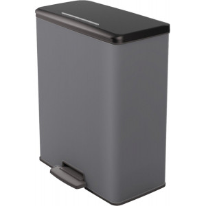 Cos de gunoi cu pedala CURVER Deco Bin Duo (2 x 26L), gri inchis - Img 1